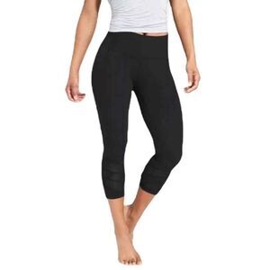 Athleta Abyss Mantra Black Mesh Panel Capri Leggings Womens Size S Athleisure